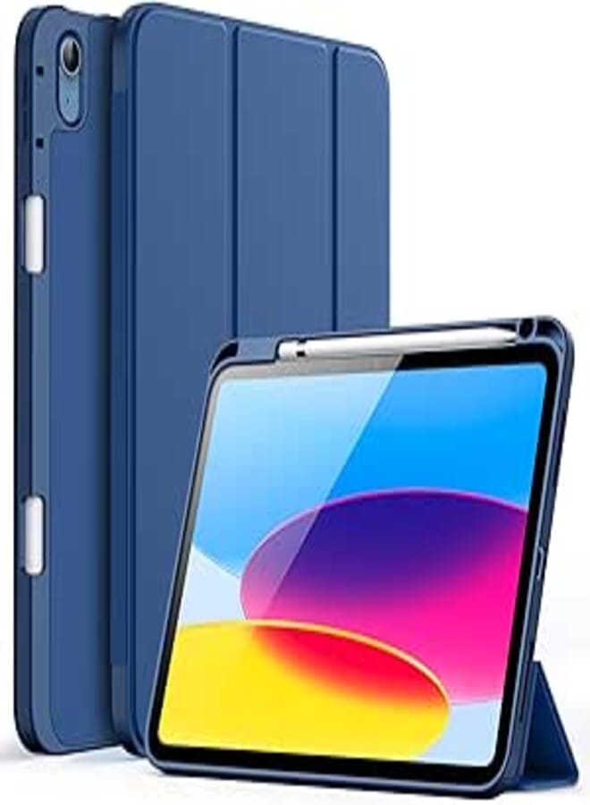 JETech Case for iPad (A16) 11th/10th Generation (2025/2022) with Pencil Holder, Slim Tablet Cover with Soft TPU Back, Auto Wake/Sleep (Navy)